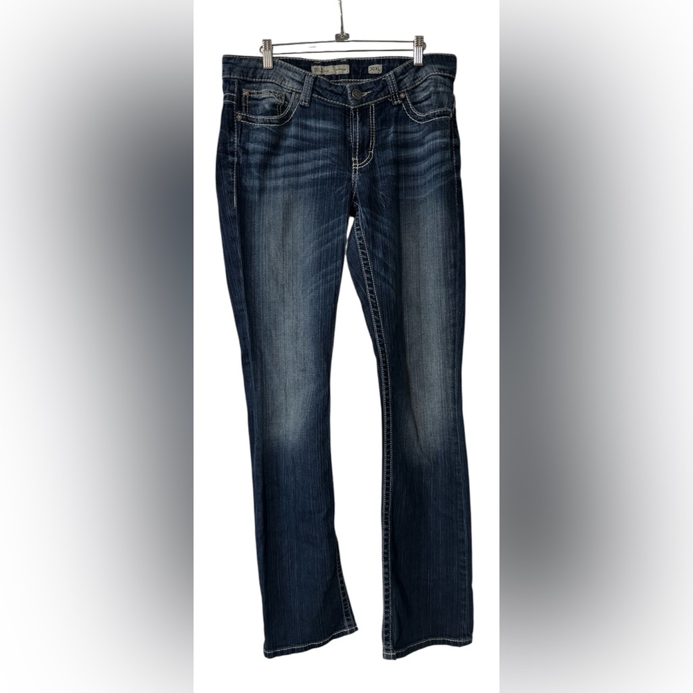BKE Payton Extra Long Straight Leg Jeans with Classic Fading